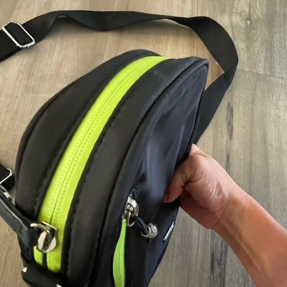 Black Crossbody Bag with Neon Green Accent - Picture 3 of 3